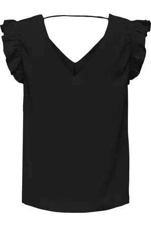 ONLY Top Onlstar Life S/s Frill String Top P 15318977 Black Dames Maat - S