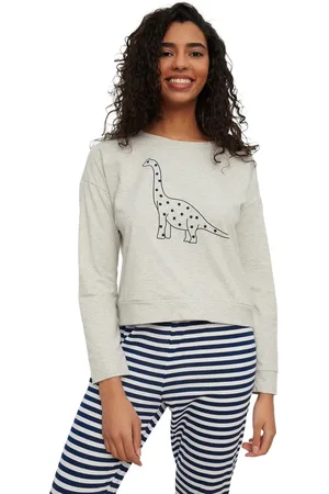 Trendyol Veelkleurige Katoenen Bedrukte T-Shirt-Jogger Gebreide Pyjamaset Thmaw21Pt0240