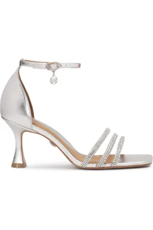 Kazar Silver leather sandals with a covered heel