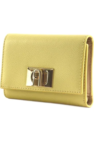 Furla Leren Portemonnee 1927 Compact Wallet Lichtgeel