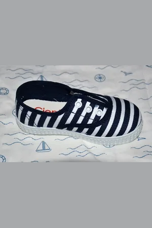 Cienta Canvas instapschoen - gestreept - navy - Maat 30
