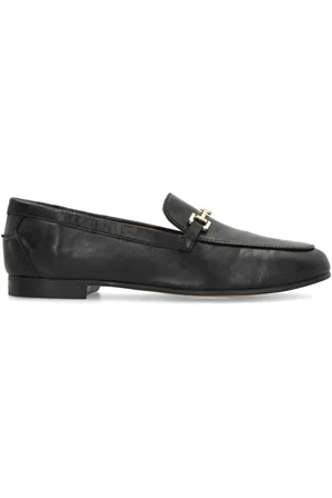 Manfield Dames - Zwarte leren loafers - Maat 42