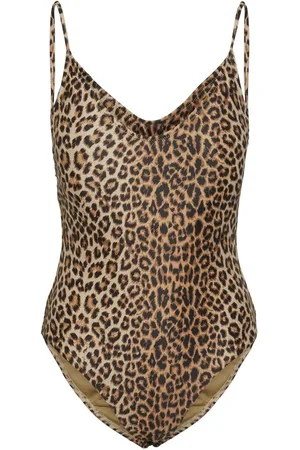 Pieces® Dames Badpak PCBAOMI Ronde Hals Panterprint - Maat XS