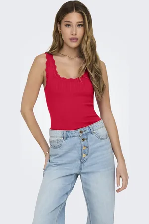 JDY Jacqueline de Yong Top nanna S/l Scallop Edge Top Knt N 15290585 Ski Patrol Dames Maat - M