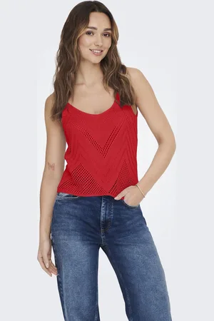 JDY Jacqueline de Yong Top sun Tank Top Knt Noos 15226348 Mars Red Dames Maat - L