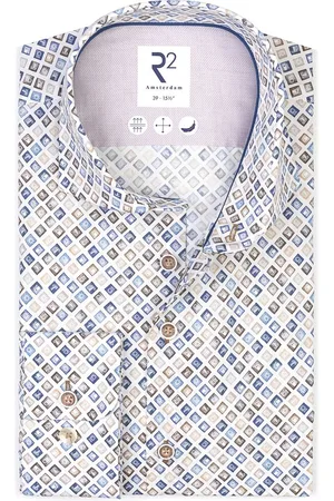 R2 Amsterdam R2 Overhemd Extra Lange Mouwen Print Dashboard - Maat 43 - Heren - Overhemden Casual