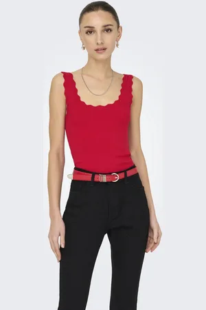 JDY Jacqueline de Yong Top nanna S/l Scallop Edge Top Knt N 15290585 Ski Patrol Dames Maat - L