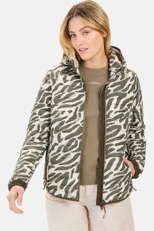 Camel Active Gewatteerde blouson met animal print - Maat womenswear-36 - Groen-Wit