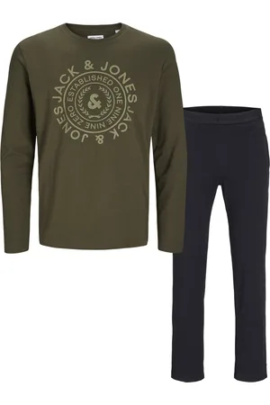 JACK & JONES JACK&JONES JUNIOR JACATHENS LS TEE AND PANTS SET JNR Jongens Pyjama - Maat 140