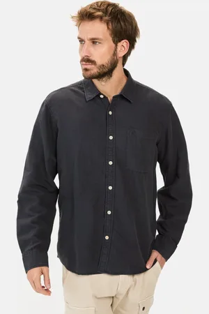 Camel Active Linnen overhemd met lange mouwen en soft-wash afwerking - Maat menswear-3XL - Donkerblauw