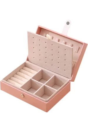 Merkloos Multifunctionele sieradendoos, draagbare PU-leren kist, grote capaciteit sieradenorganizer, opbergdoos voor ringen, oorbellen en handketting