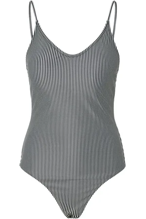 Pieces® Dames Badpak PCBAOMI Ronde Hals /Wit Gestreept - Maat M