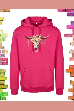 Merkloos Dames hoodie “Skull ” | maat 5XL/52-54
