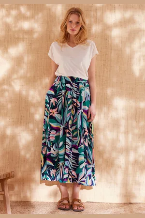 Damart Rok Crêpestof met tropische print, zuivere viscose, Lenzing(TM) EcoVero(TM) - Dames - - 40