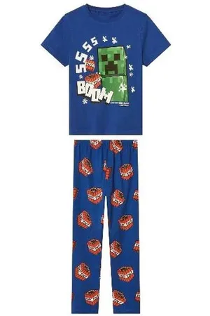 Merkloos Minecraft pyjama - pyjama Kinderen - minecraft - Korte mouw/lange broek - Maat 134/140 - katoen