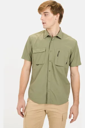 Camel Active Korte mouw shirt met verkoelend effect - Maat menswear-5XL - Donker Groen