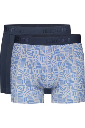 Ten Cate Basics men shorts (2-pack) - heren boxers normale lengte - blauw en grafisch dessin