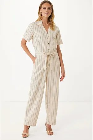 Mexx Stripe Jumpsuit Cream White Dames - Maat 40