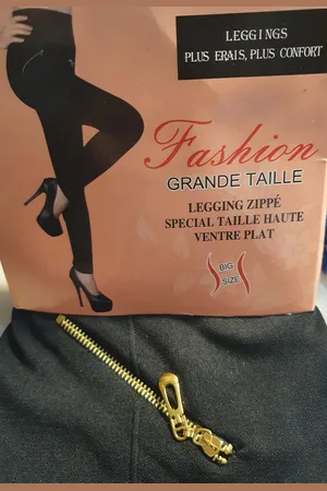 Merkloos Legging - Dames - met Goudkleurige Ritsen - Één Maat