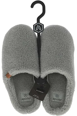 Apollo Warme teddy heren slippers - Heren pantoffels met stevige zool - Wollen slippers - 46