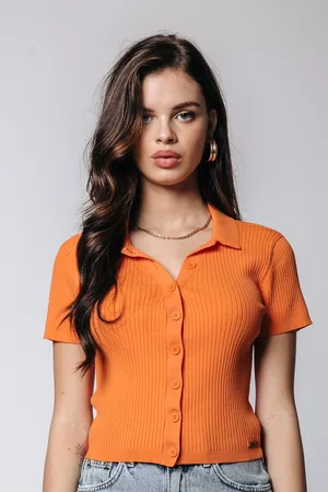 Colourful rebel Nora Fine Knit Cropped Polo - Maat XS