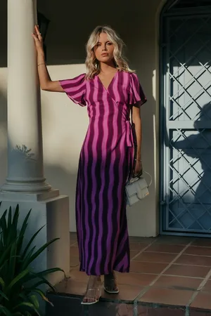 Colourful rebel Ava Striped Real Wrap Maxi Dress - Dames - Jurken - L