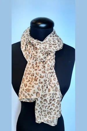 Merkloos Luipaardprint chiffon dames sjaal in bruin