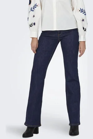 ONLY Jeans Onlwauw Hw Flared Rinse Dnm Gua030 15230472 Dark Blue Denim Dames Maat - W30 X L34