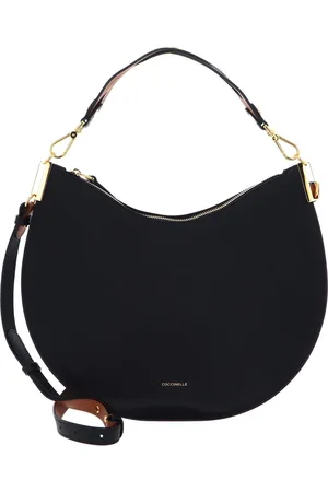 Coccinelle Leren Schoudertas Sunup Handbag Double Grainy Leather Zwart