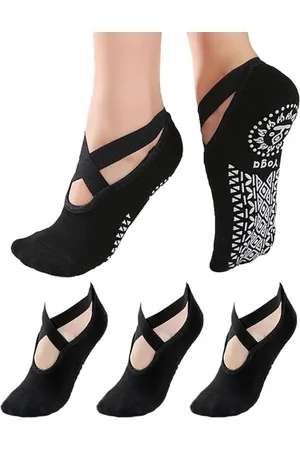 Merkloos Yogasokken - Sokken - antislip sokken - Yoga & Pilates sokken met antislip - Ballerina Yoga - dichte tenen - 4 stuks