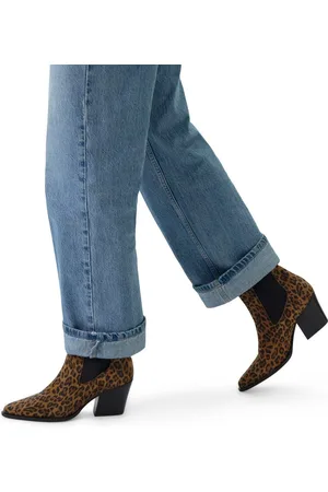 Manfield Dames - Panterprint leren cowboy laarzen - Maat 39