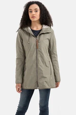 Camel Active Lange windbreaker gemaakt van gerecycled polyester - Maat womenswear-38 - Khaki