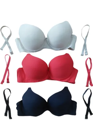 Merkloos Dames - Push UP BH - Set van 3 - Strapless - Voorgevormd - Merk Caralino - Kleur /Beige/Rood - Halter BH - Kruislings - Met bandjes - Maat 90B