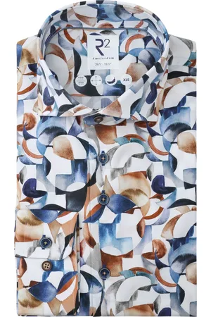 R2 Amsterdam R2 Overhemd Extra Lange Mouwen Print Multicolor - Maat 39 - Heren - Overhemden Casual