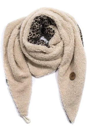 Dottilove Winter Sjaal - Driehoek Sjaal - Dames Sjaal - Teddy Sjaal - Tweezijdig Sjaal - Luipaard Print - Beige - Trend Sjaal - Winter Mode