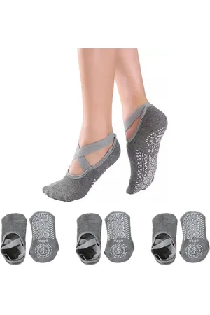 Merkloos Yogasokken - Sokken - antislip sokken - Yoga & Pilates sokken met antislip - Ballerina Yoga - dichte tenen - 4 stuks