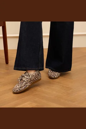 Manfield Dames - Suède leopard bootschoenen - Maat 36