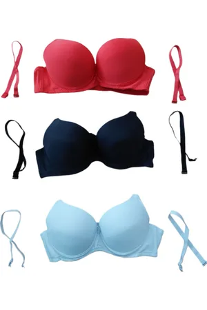 Merkloos Dames - Push UP BH - Set van 3 - Strapless - Voorgevormd - Merk Caralino - Kleur /Wit/Rood - Halter BH - Kruislings - Met bandjes - Maat 95C