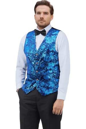 Allthemen Heren Vest Gilet Jacquard Pak Vest - Slim fit Vest voor Bruiloft en Feest - S