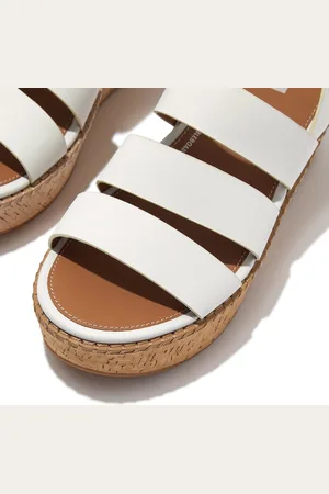 FitFlop Eloise Leather/Cork Strappy Wedge Sandals - Maat 37