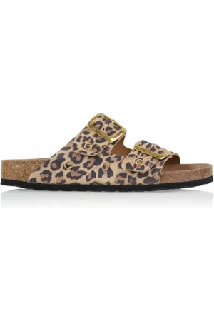 DWRS Leopard slippers leer met