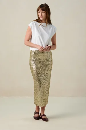 Sissy-Boy Gouden maxi rok met pailletten