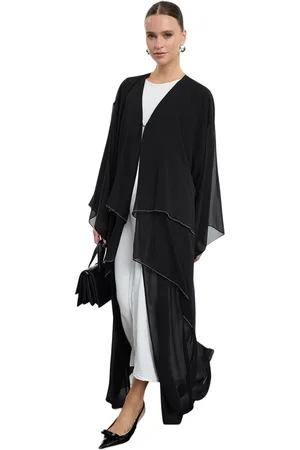 Trendyol Zwarte Rok Gelaagde Steen Gedetailleerd Geweven Cape & Abaya & Abaya Tctaw25Kf00005