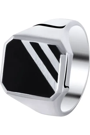 Lucardi Heren Zegelring onyx - Ring - Moederdag Cadeautje - Echt - Zilverkleurig