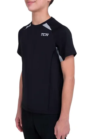 TCA Quickdry Boys T Shirt for Football, Sport, Training - Boys Football Kit for Kids, Boys T Shirts - Black, 6-8 Years