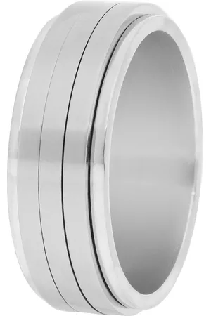 Lucardi Unisex Gerecycled stalen anxiety ring met 3 strepen - Ring - Staal - Zilverkleurig - 19 / 60 mm