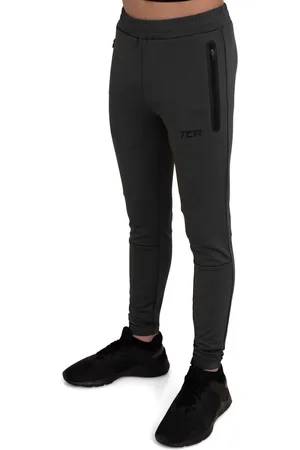 TCA Rapid Trainingsbroek voor jongens, gym, hardlopen, joggingbroek voor jongens, joggingbroek met zakken met ritssluiting, houtskool, 12-14 Jaar