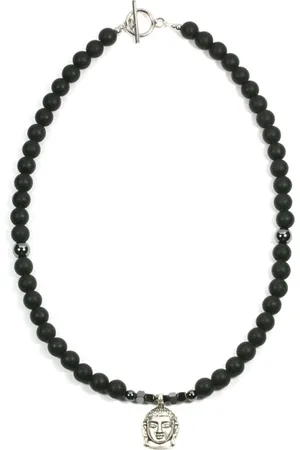 IBIZA MEN MENS JEWELLERY IbizaMen - heren - ketting - matte onyx - 925 zilver - buddha - 8mm - 50cm