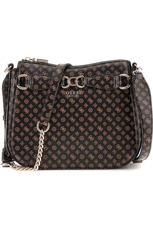 Guess Schoudertas Arlena Logo Crossbody Hobo Donkerbruin