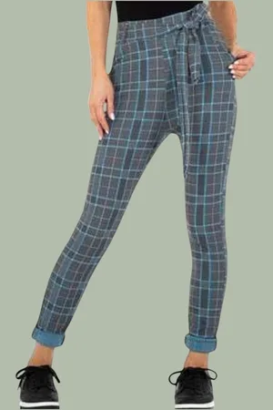 Merkloos Geruite legging grijs XL/XXL